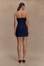 Raesha Frill Denim Mini Dress in Indigo Blue – Chic&Drifts