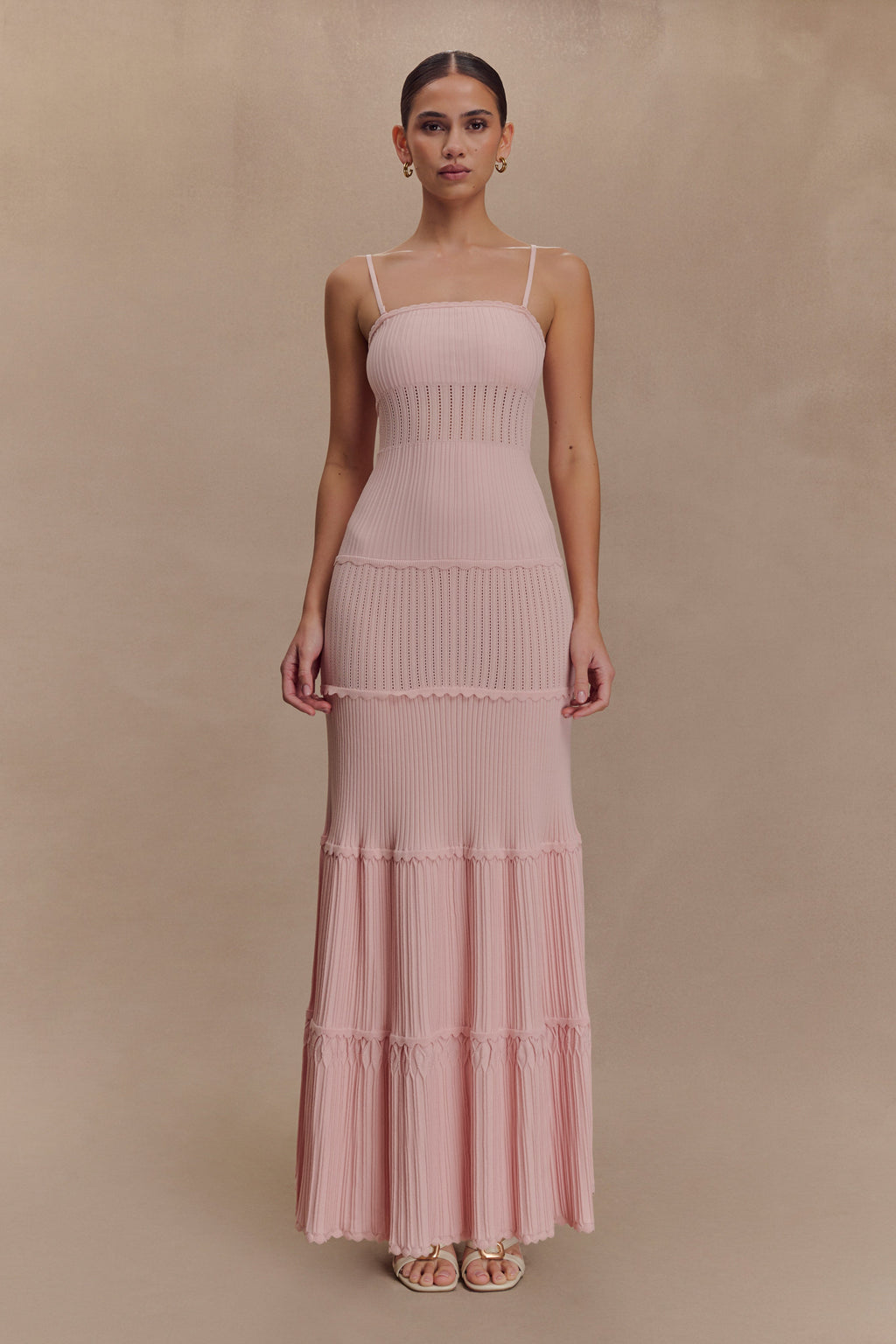 Finley Pointelle Knit Maxi Dress in Baby Pink – Chic&Drifts