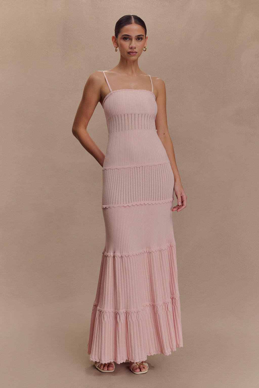 Finley Pointelle Knit Maxi Dress in Baby Pink – Chic&Drifts