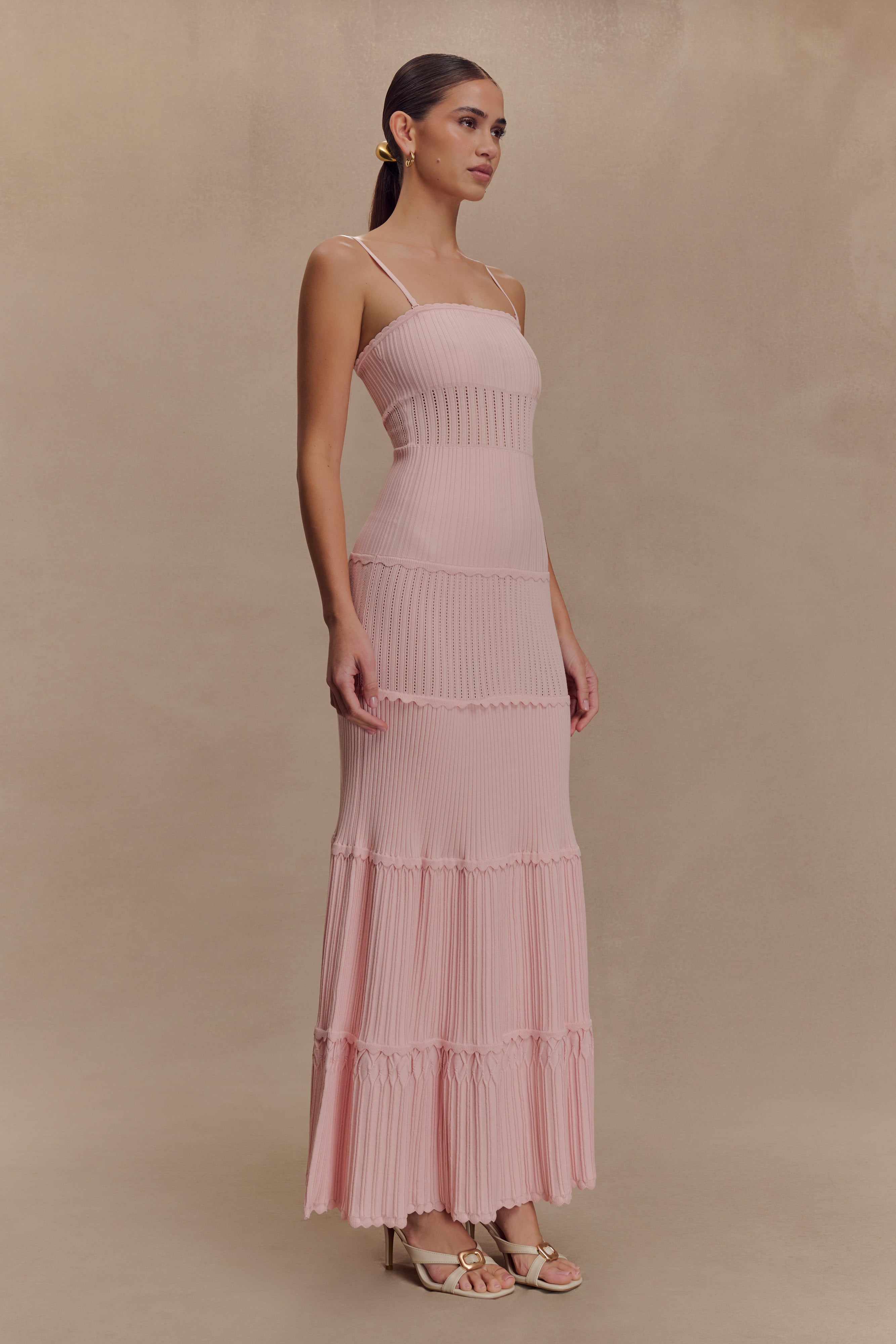 Finley Pointelle Knit Maxi Dress in Baby Pink – Chic&Drifts