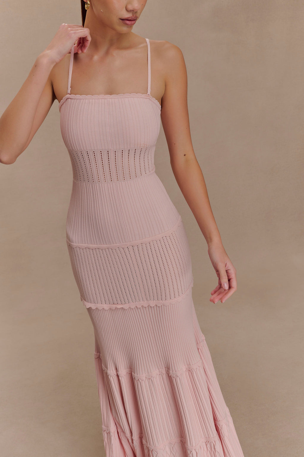Finley Pointelle Knit Maxi Dress in Baby Pink – Chic&Drifts