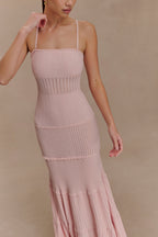 Finley Pointelle Knit Maxi Dress in Baby Pink – Chic&Drifts