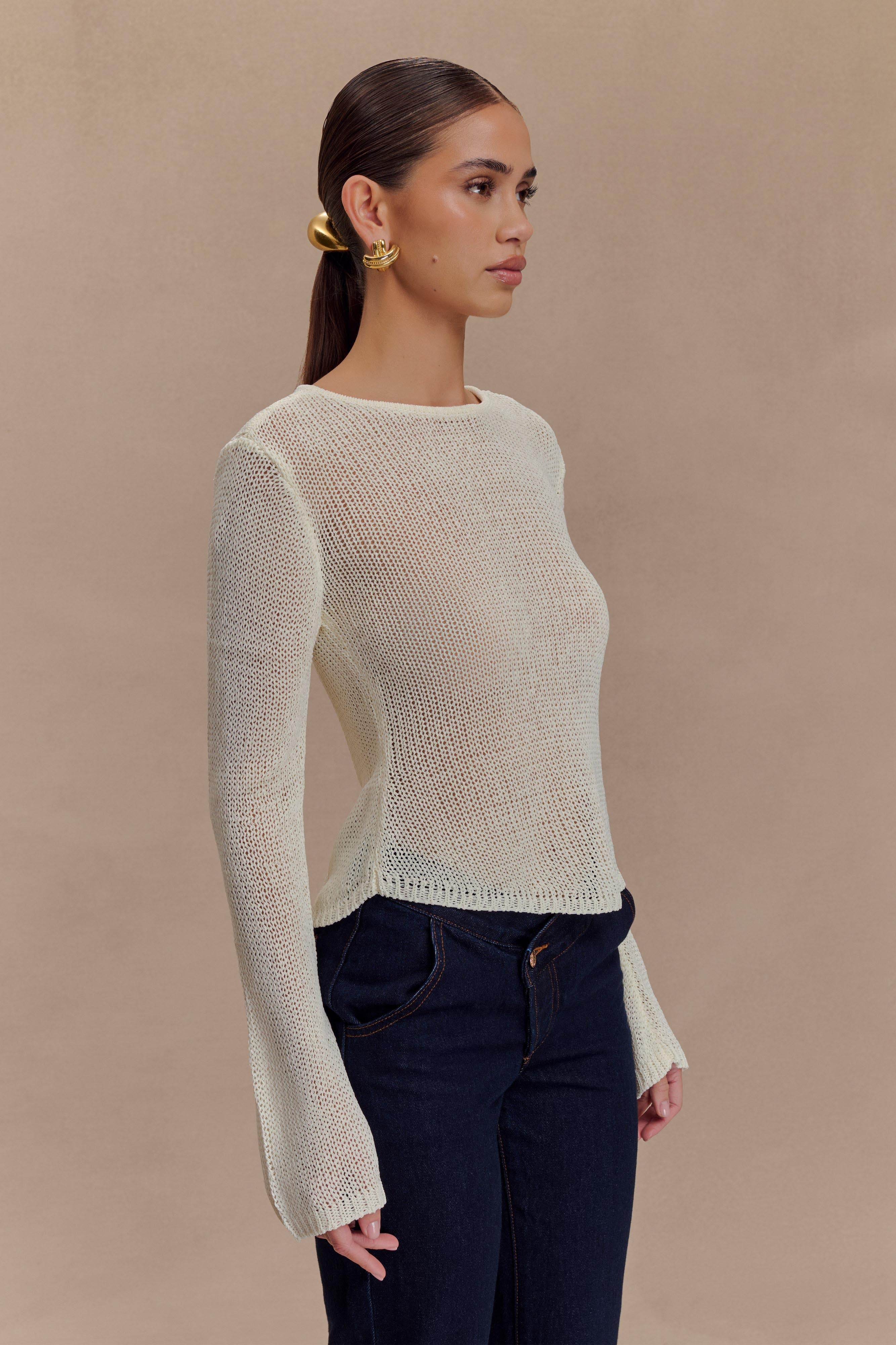 Isabella Long Sleeve Knit Top in White – Chic&Drifts