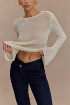 Isabella Long Sleeve Knit Top in White – Chic&Drifts