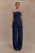 Monte Strapless Diamante Denim Corset in Midnight Blue – Chic&Drifts