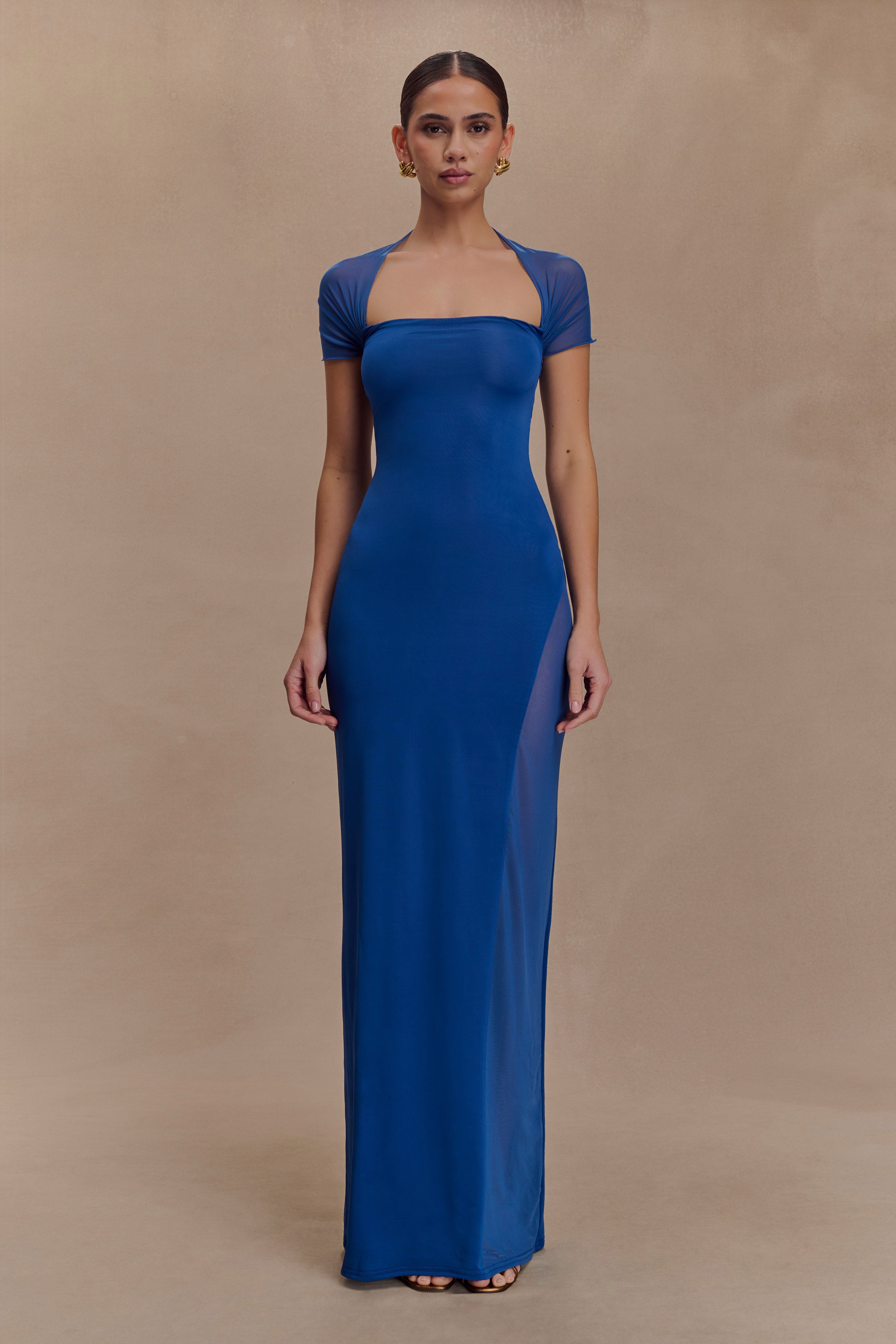 Wyatt Slinky And Mesh Maxi Dress