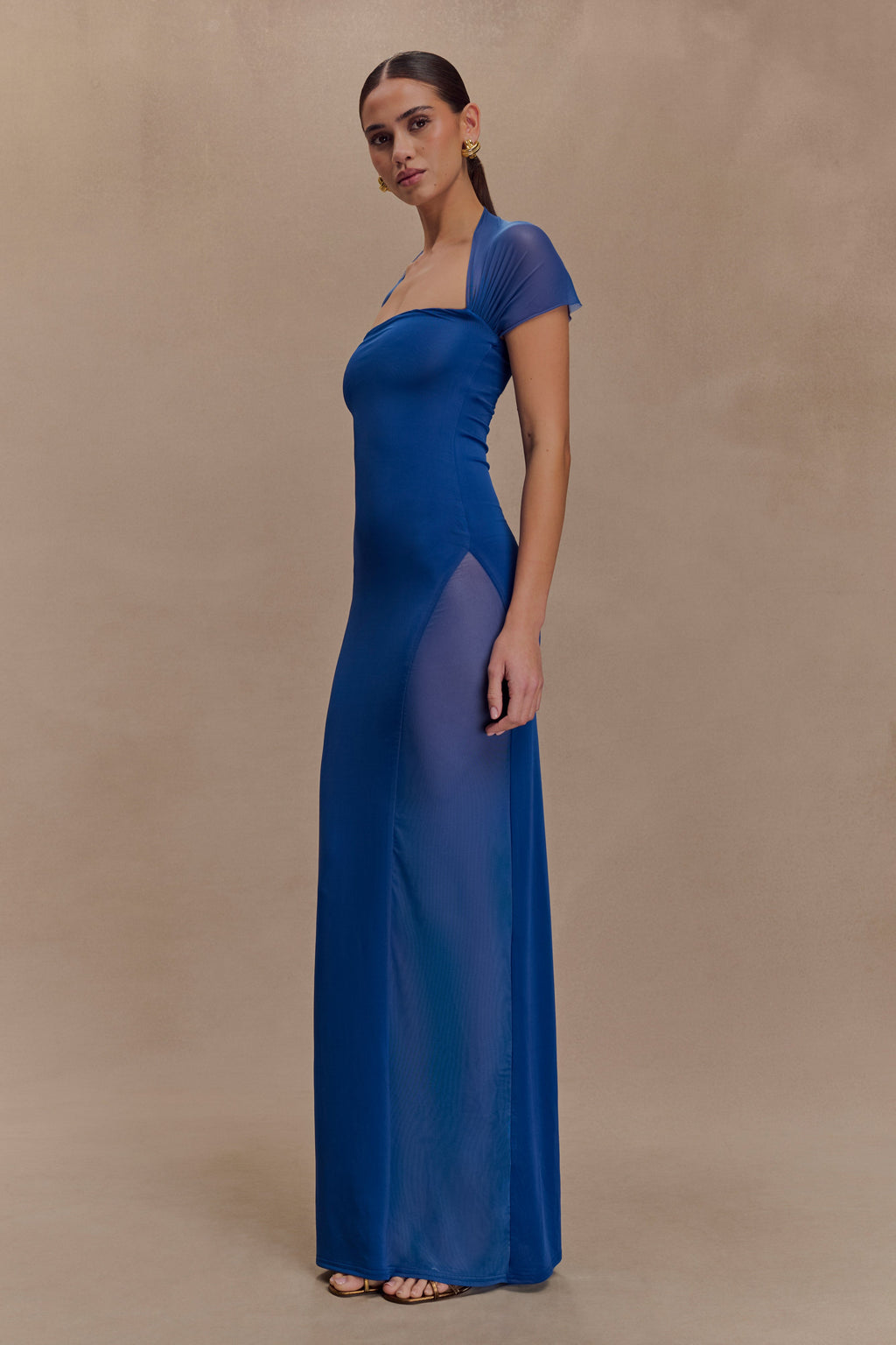 Wyatt Slinky And Mesh Maxi Dress