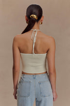 Aletta Knit Pearl Halter Top in Ivory – Chic&Drifts