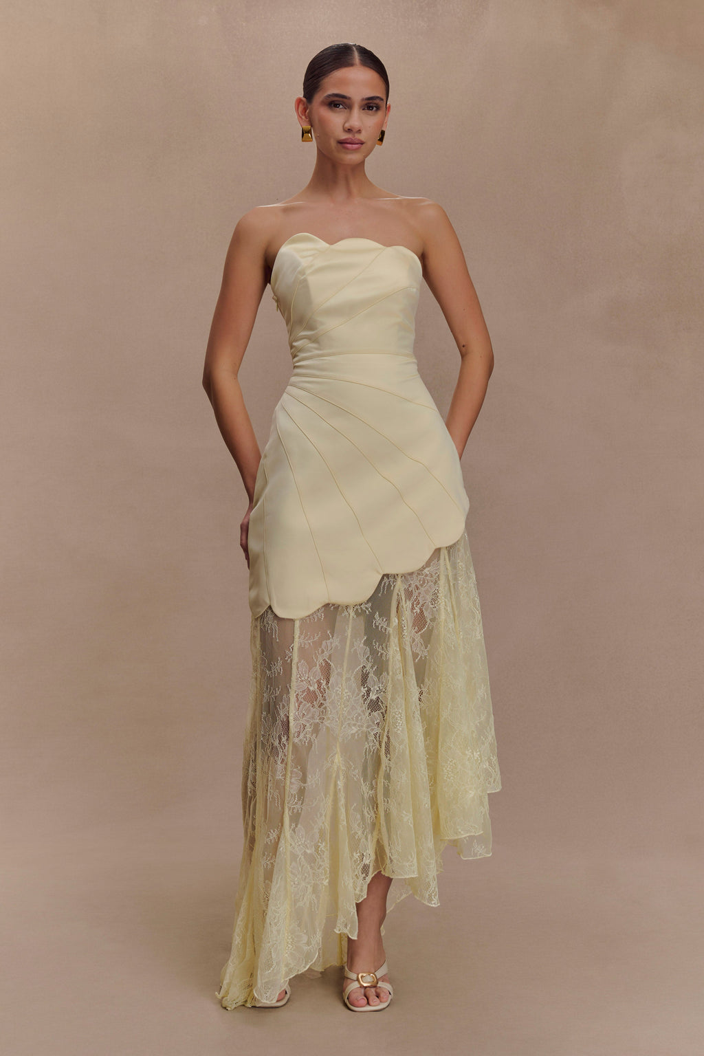 Aleena Satin And Lace Maxi Dress