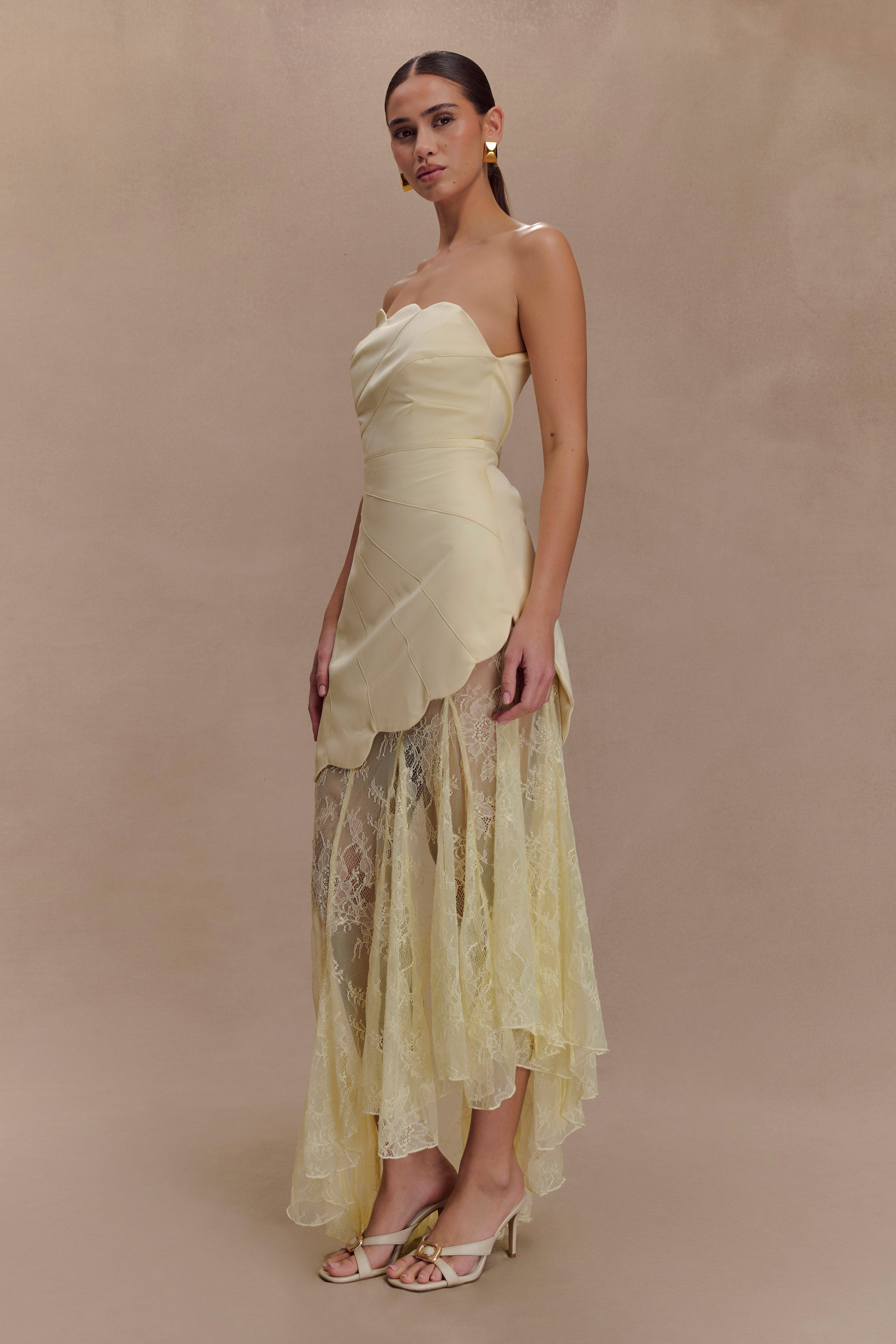 Aleena Satin And Lace Maxi Dress
