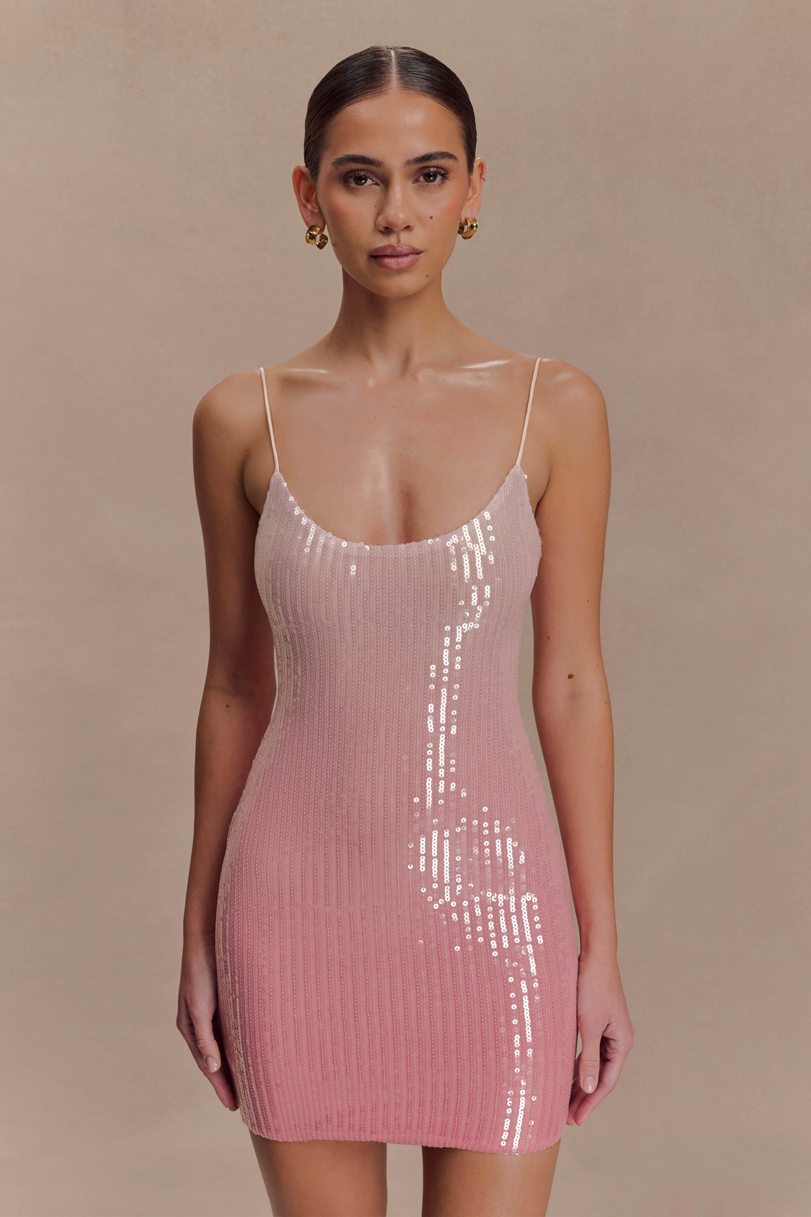Mora Sequin Mini Dress in Ombre Pink – Chic&Drifts