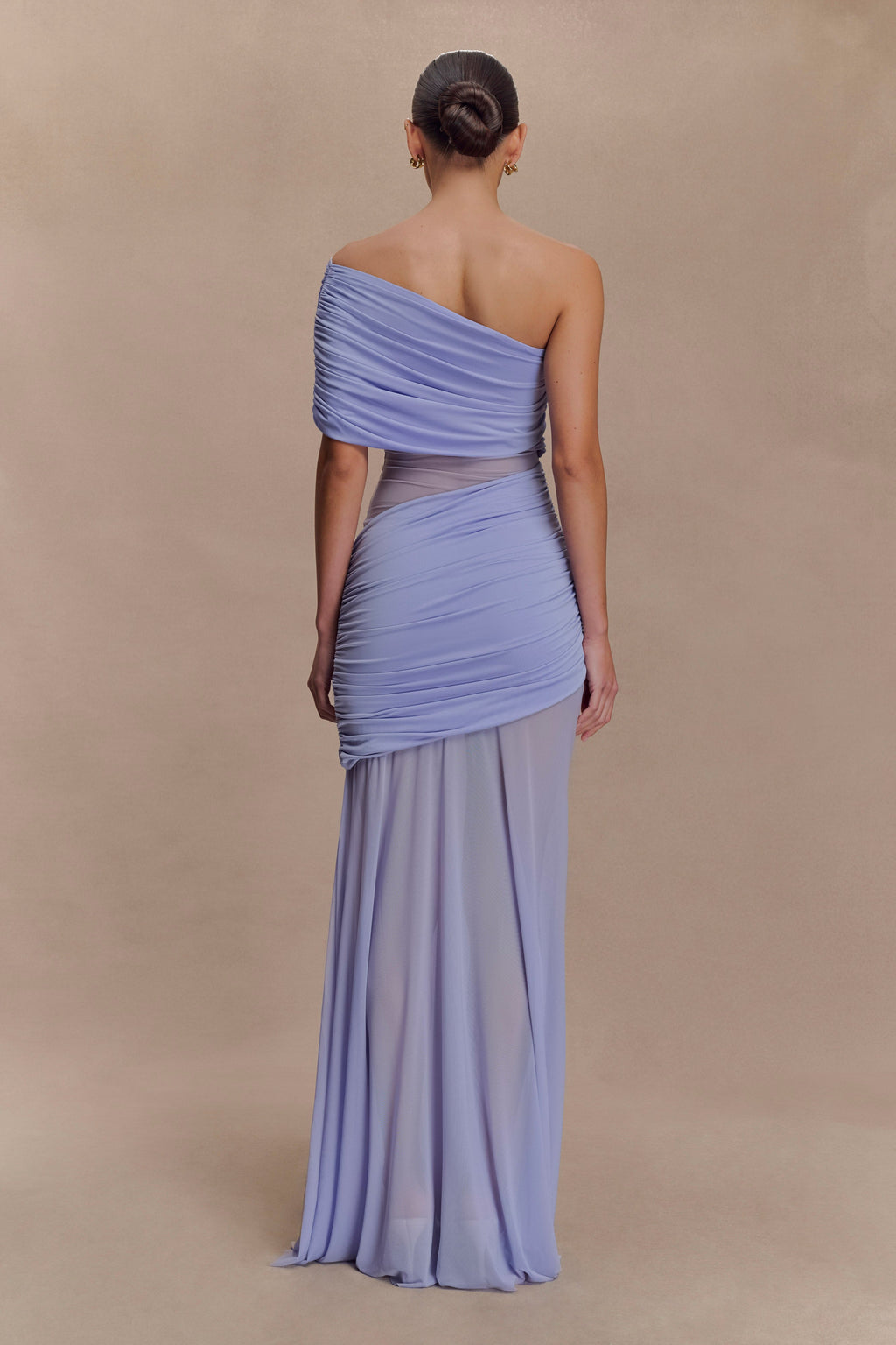 Dallas One Shoulder Mesh Maxi Dress in Lavender – Chic&Drifts