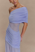 Dallas One Shoulder Mesh Maxi Dress in Lavender – Chic&Drifts