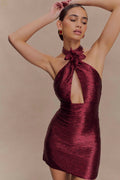 Nylah Beaded Halter Mini Dress