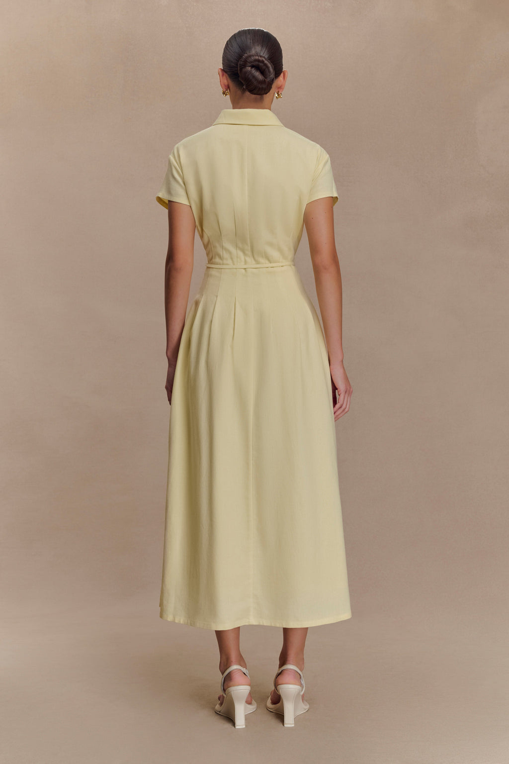 Aysha Buttoned Linen Midi Dress