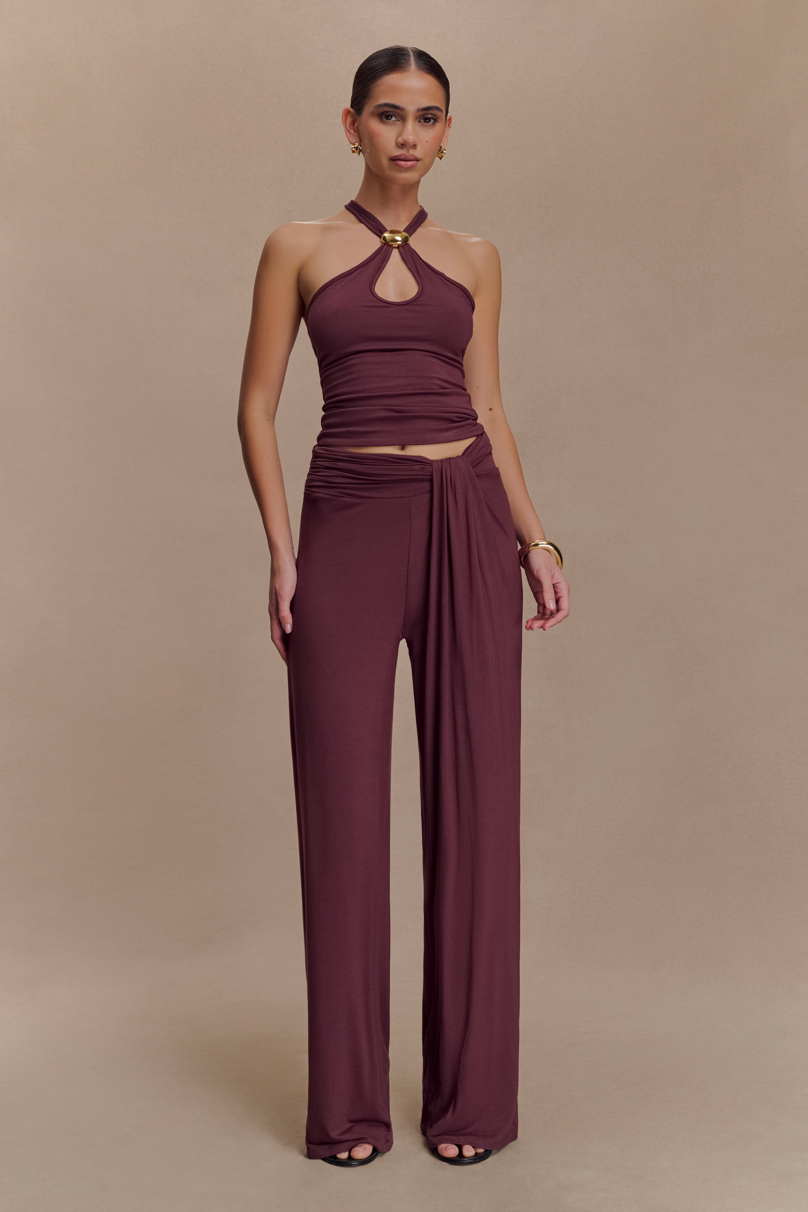 Ramona Modal Straight Leg Trouser - Mahogany
