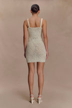 Vanessa Hand Crochet Pearl Mini Dress in Ivory – Chic&Drifts