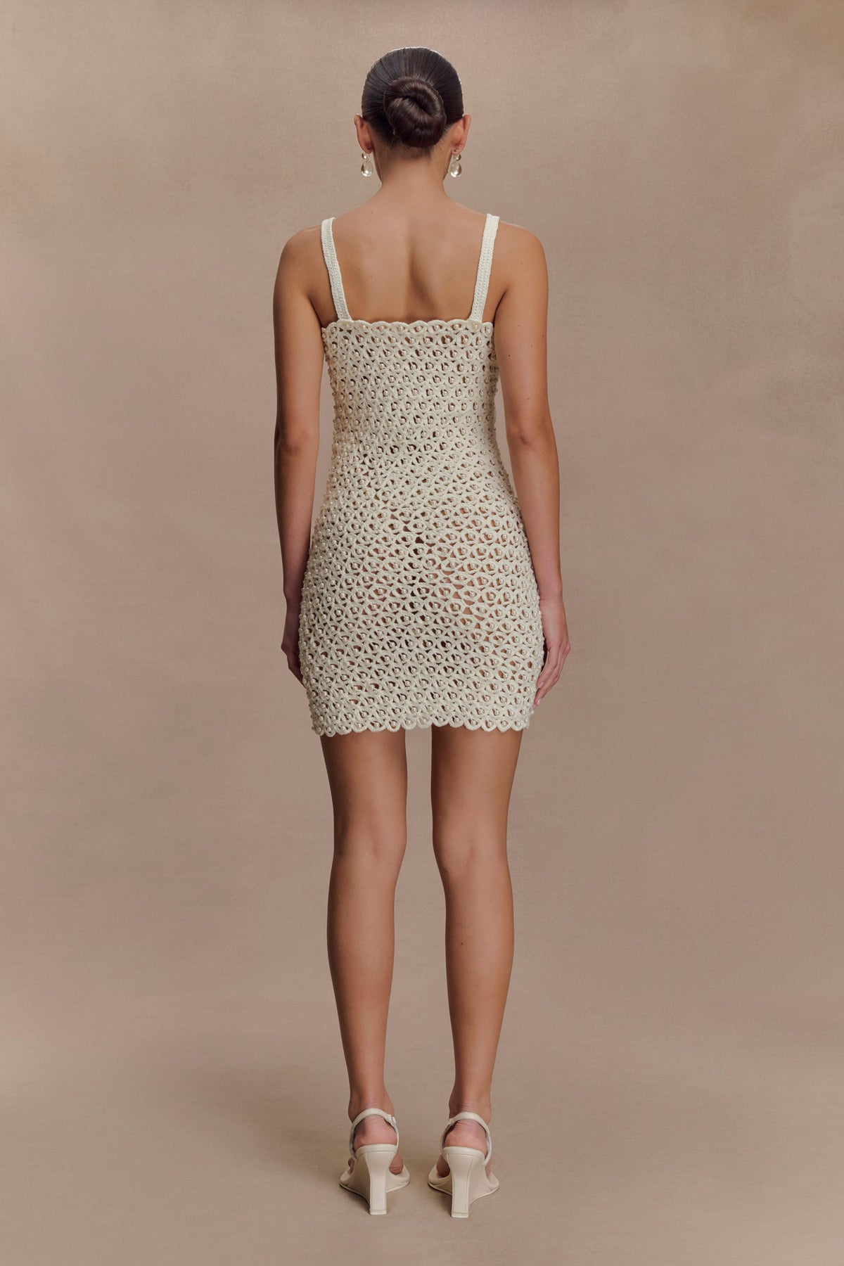 Vanessa Hand Crochet Pearl Mini Dress in Ivory – Chic&Drifts