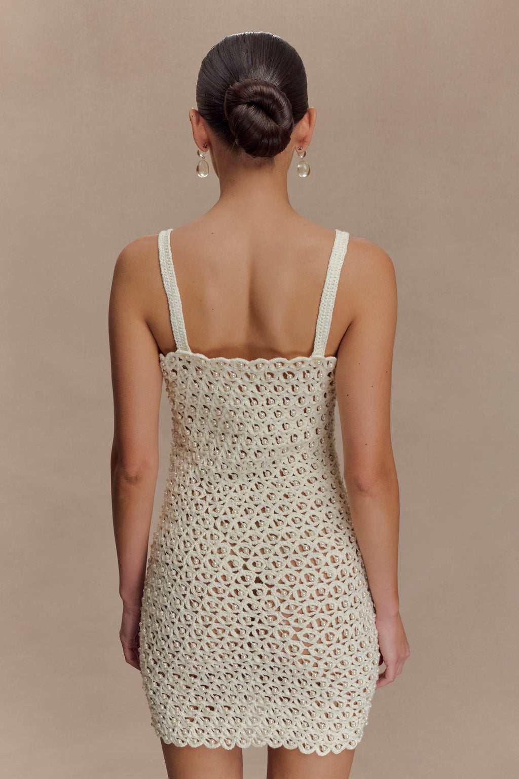 Vanessa Hand Crochet Pearl Mini Dress in Ivory – Chic&Drifts