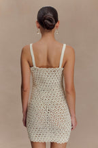 Vanessa Hand Crochet Pearl Mini Dress in Ivory – Chic&Drifts
