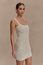 Vanessa Hand Crochet Pearl Mini Dress in Ivory – Chic&Drifts