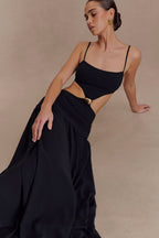 Georgina Chiffon Midi Dress in Black – Chic&Drifts