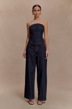 Monte Strapless Denim Corset in Washed Indigo Blue – Chic&Drifts