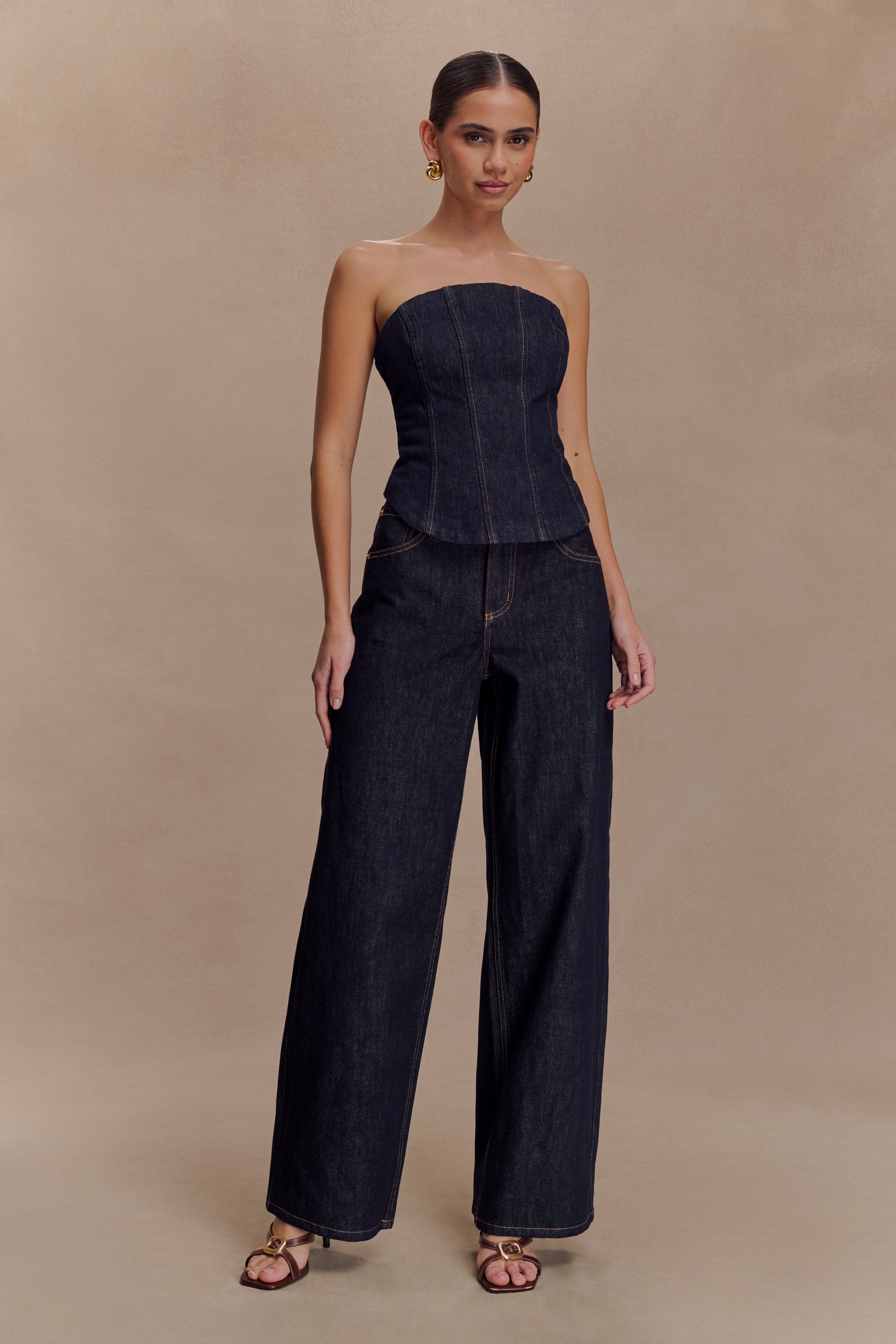 Monte Strapless Denim Corset in Washed Indigo Blue – Chic&Drifts