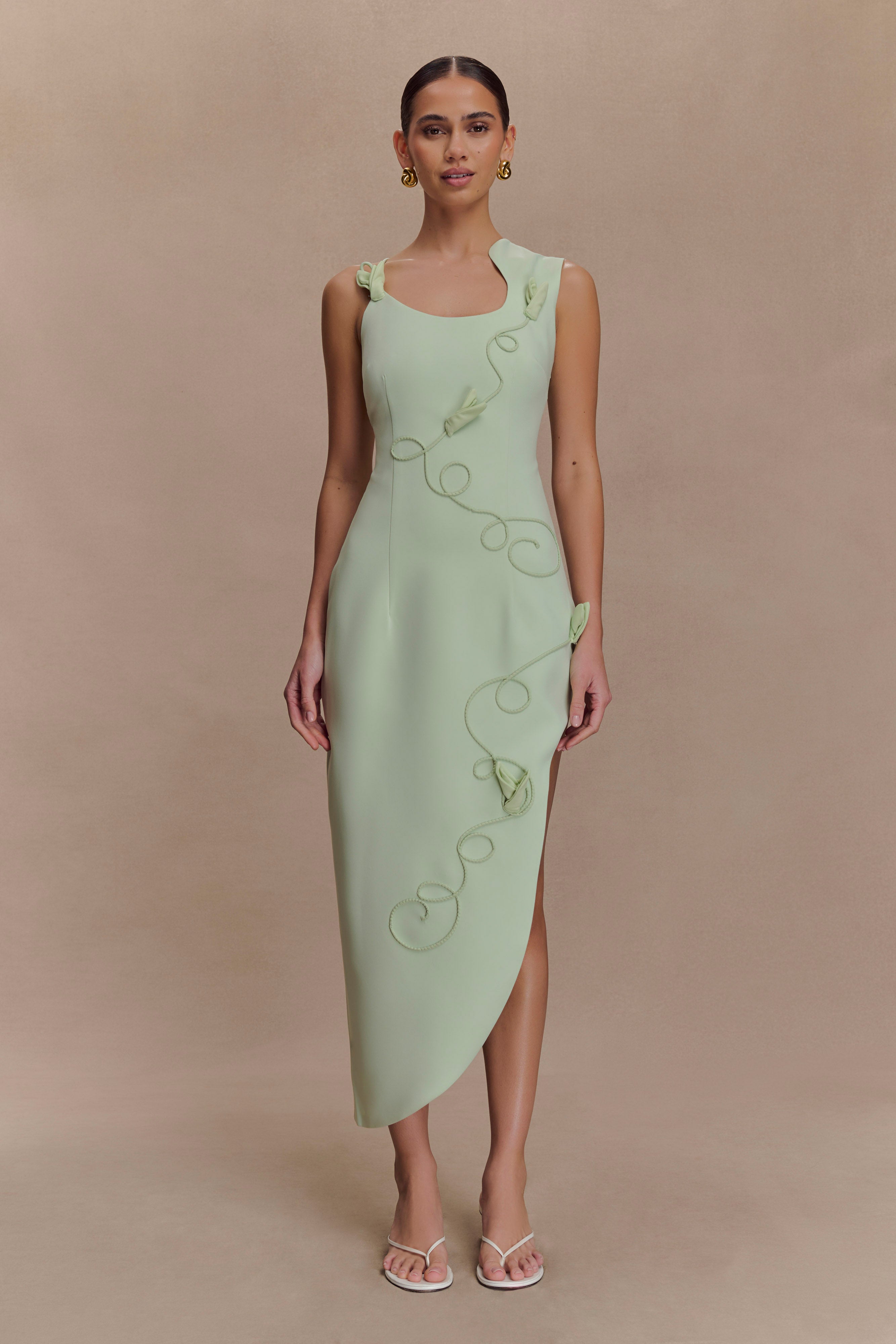 Virginia Suiting Embroidered Midi Dress