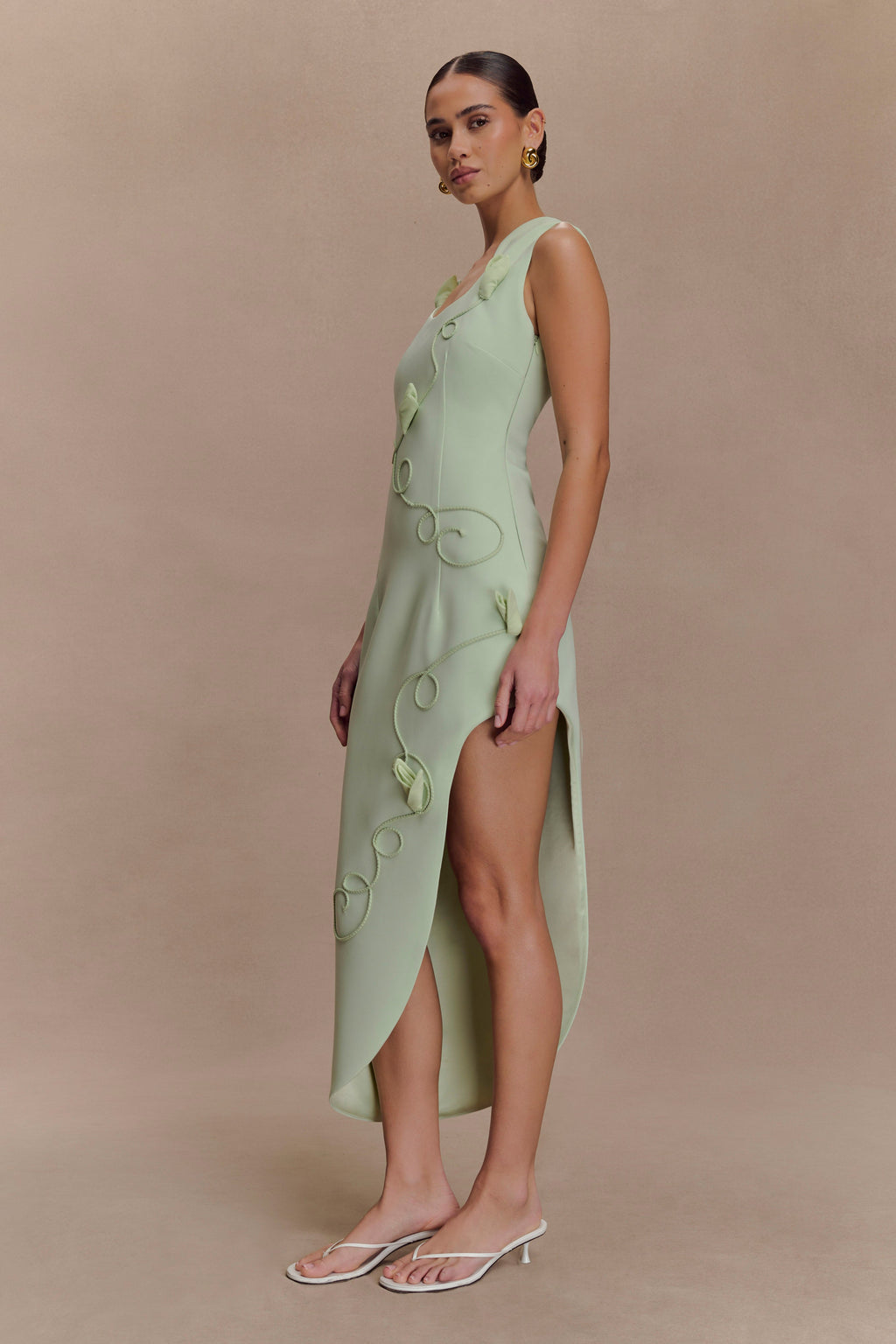 Virginia Suiting Embroidered Midi Dress