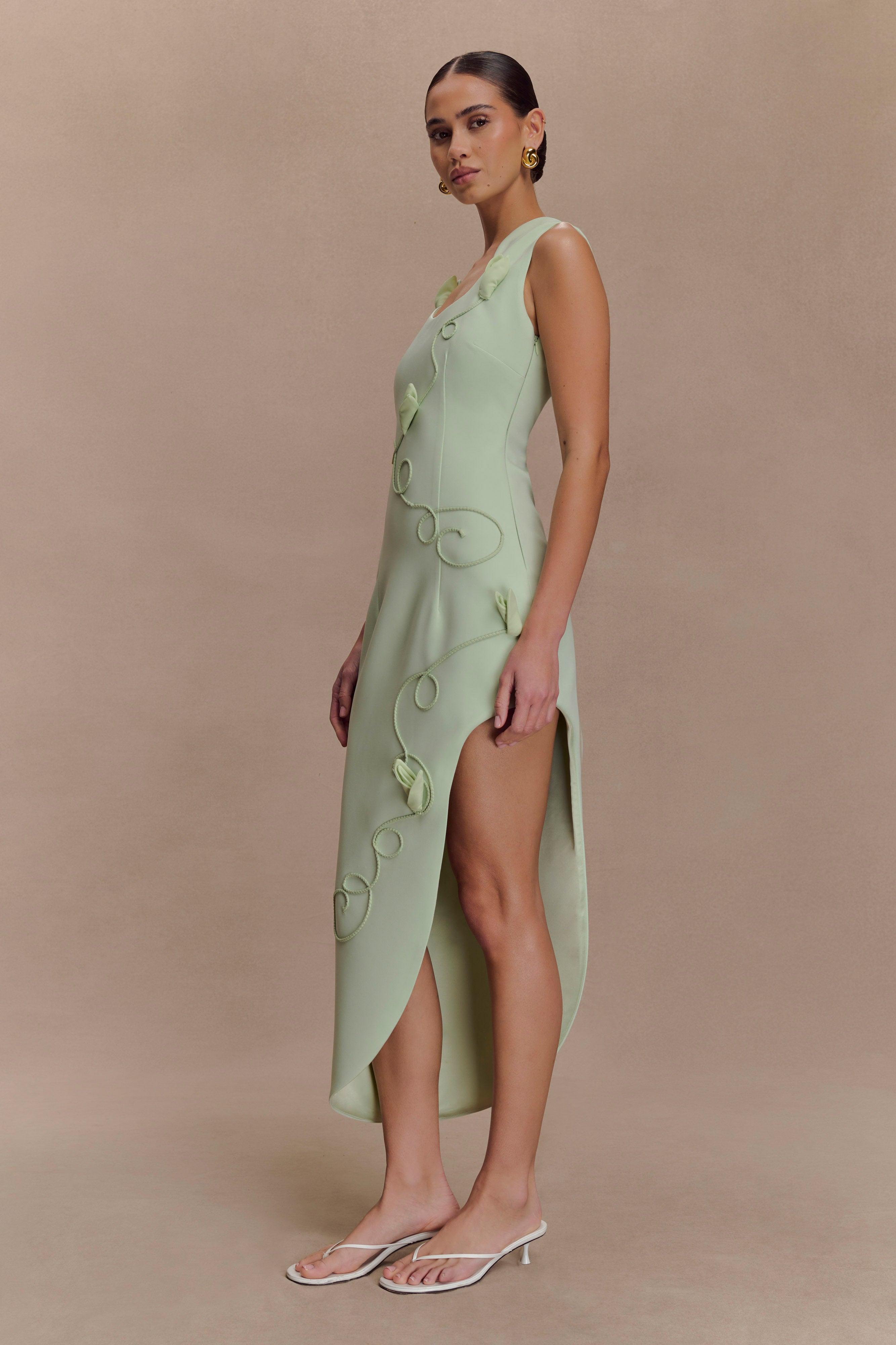 Virginia Suiting Embroidered Midi Dress