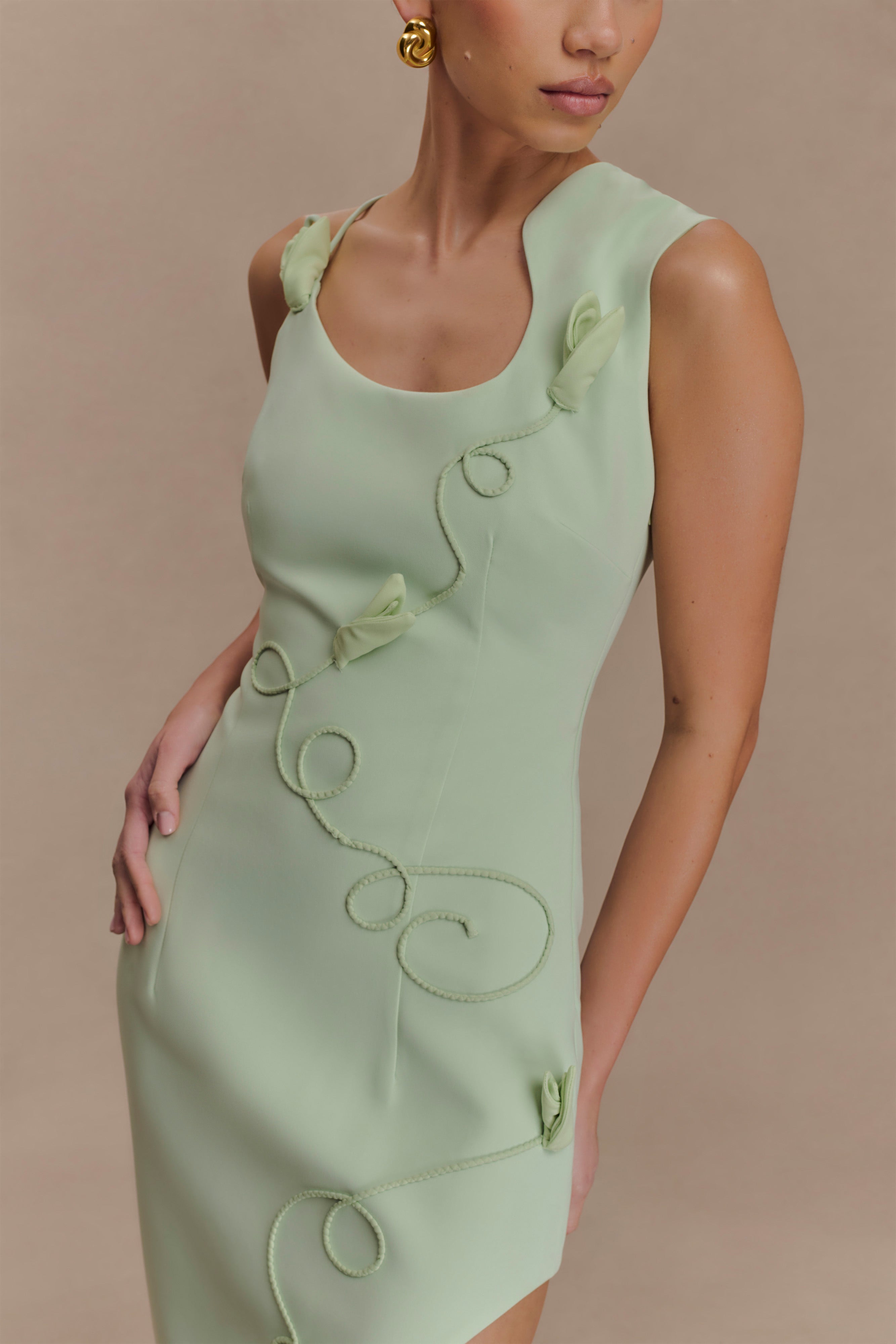 Virginia Suiting Embroidered Midi Dress