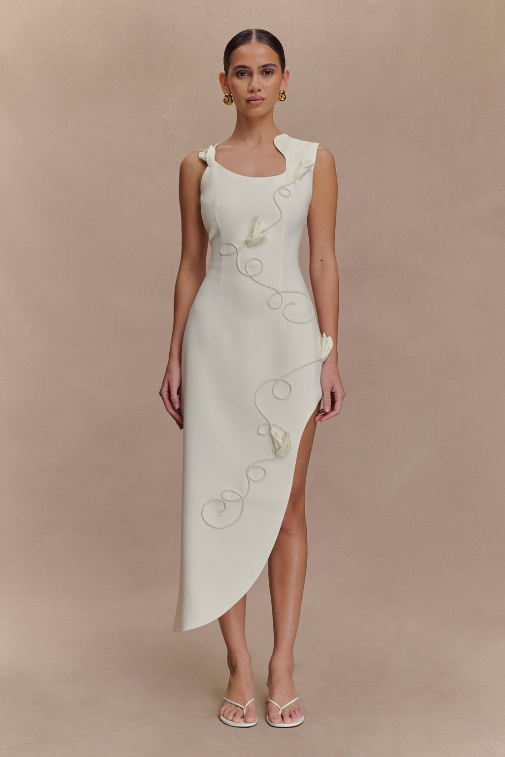 Virginia Suiting Embroidered Midi Dress