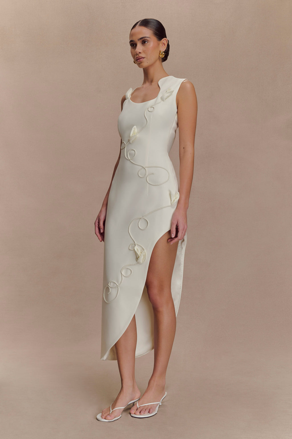 Virginia Suiting Embroidered Midi Dress