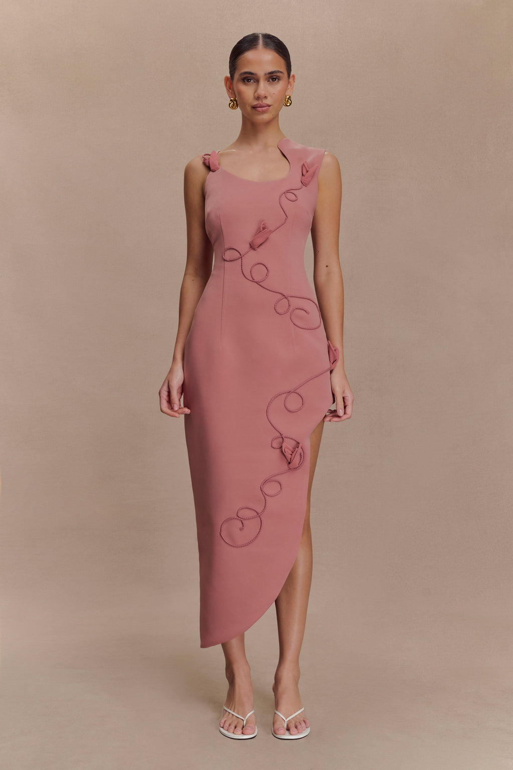 Virginia Suiting Embroidered Midi Dress