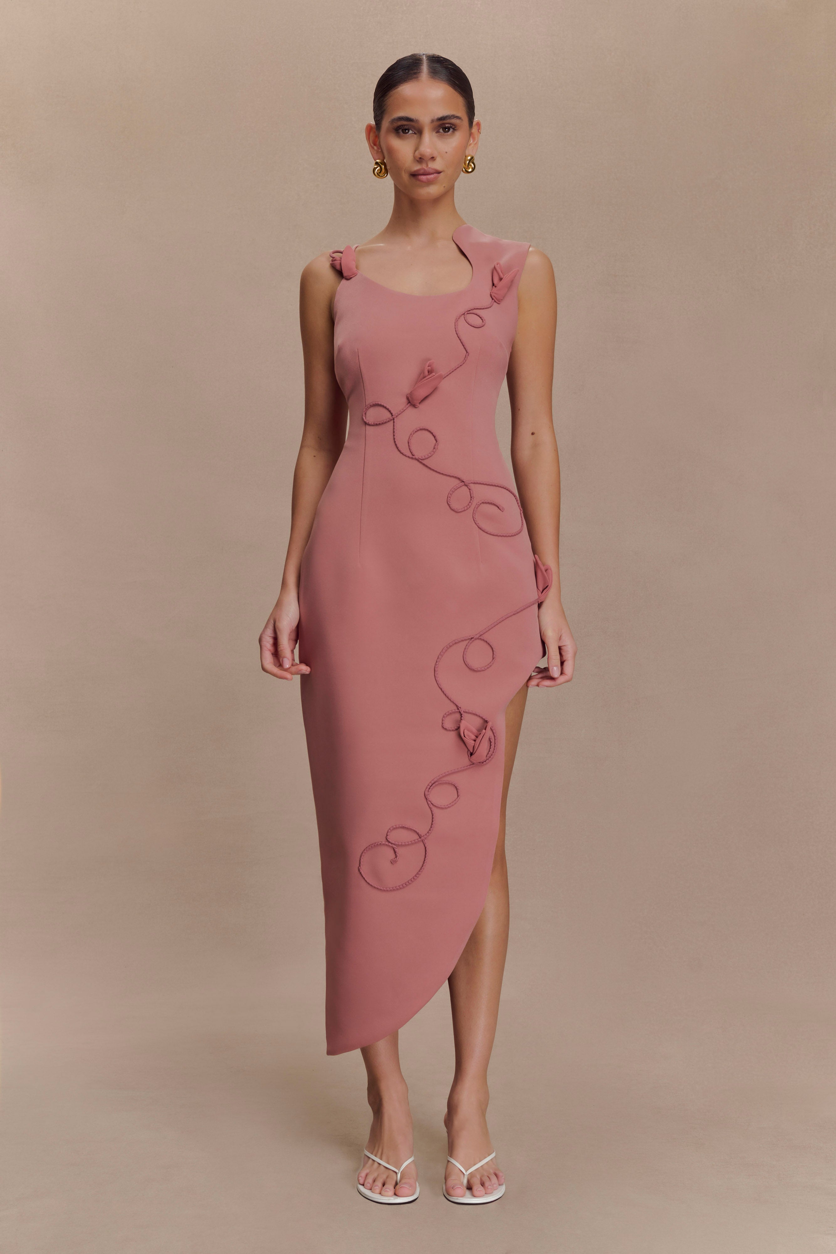 Virginia Suiting Embroidered Midi Dress