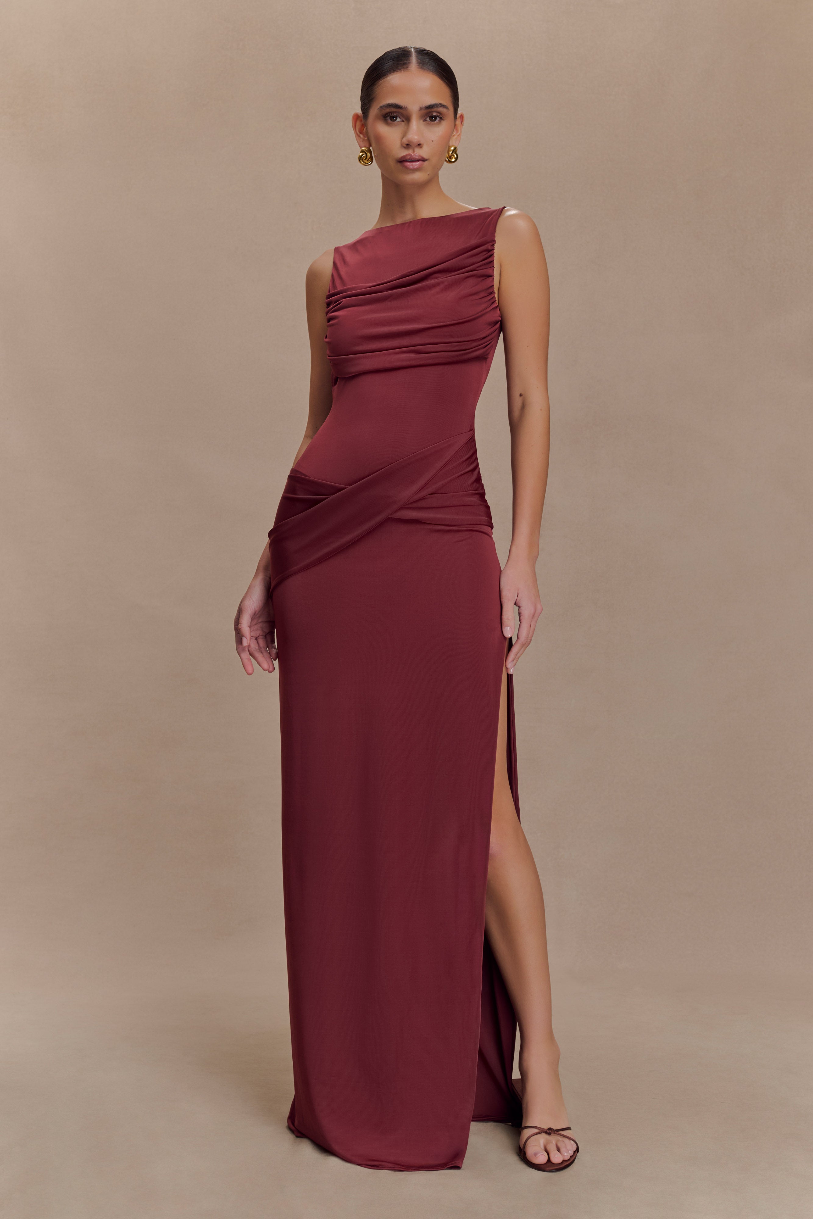 Henley Slinky Drape Maxi Dress