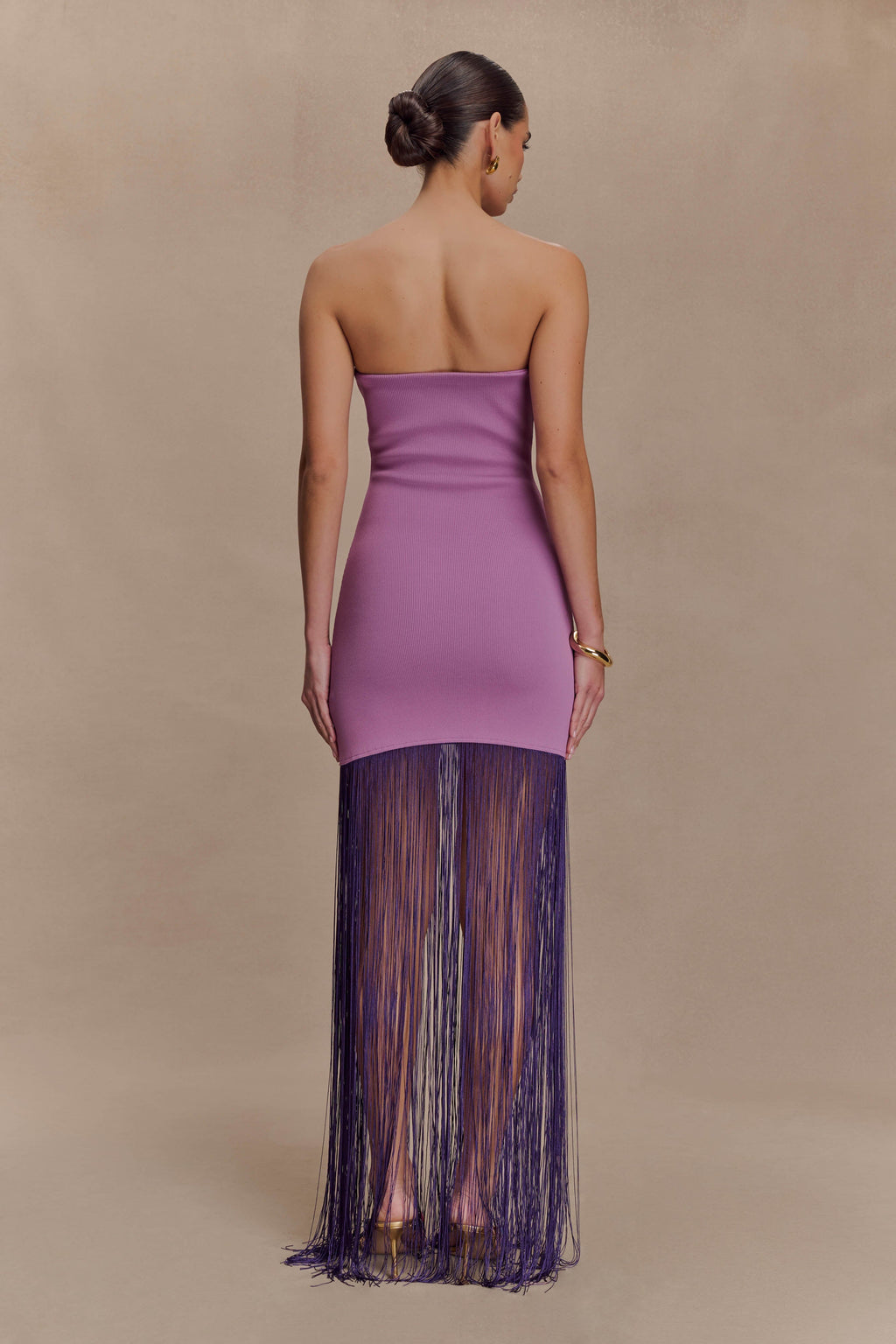 Koah Fringe Bandage Knit Maxi Dress in Purple – Chic&Drifts