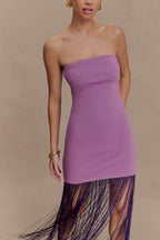 Koah Fringe Bandage Knit Maxi Dress in Purple – Chic&Drifts