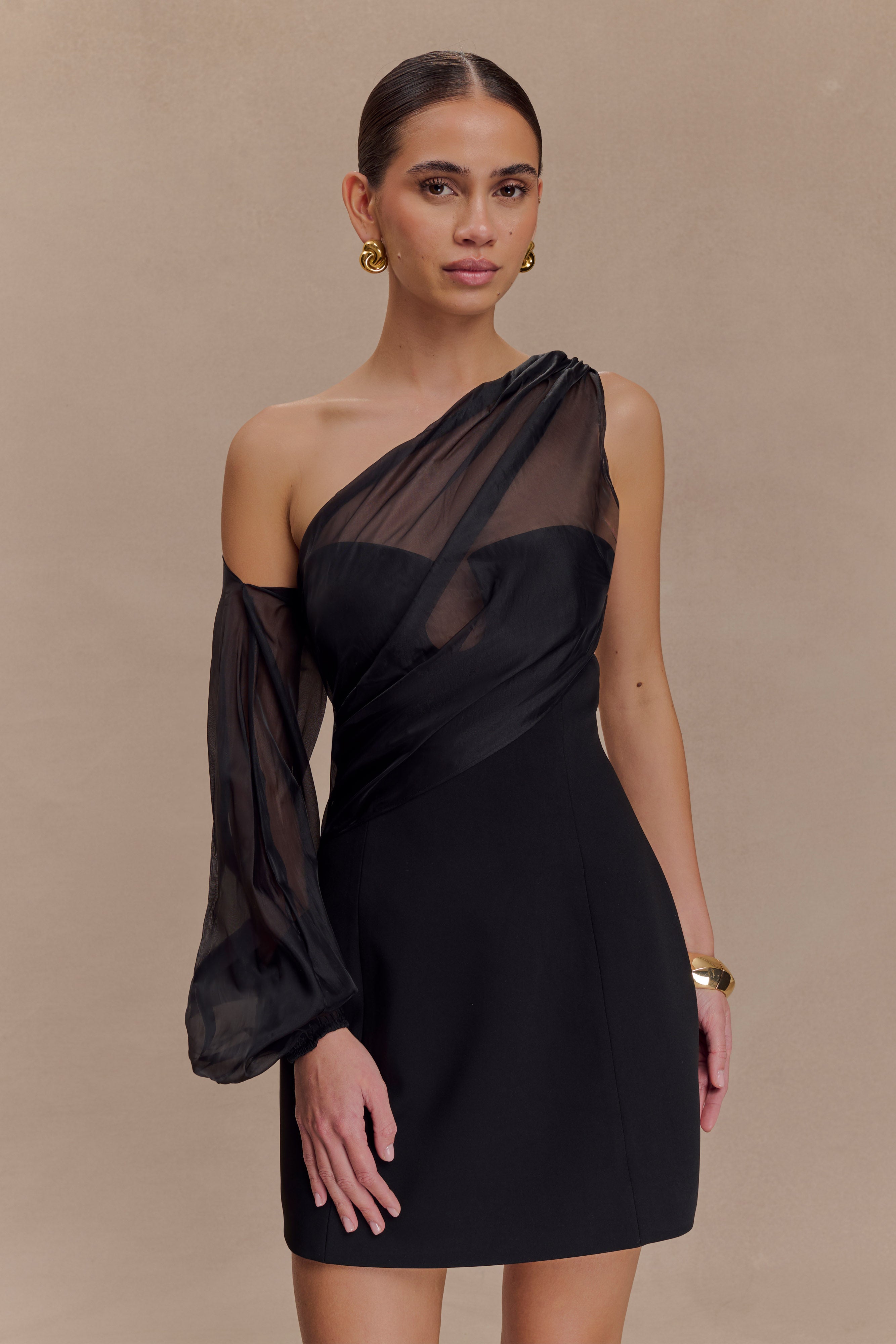 Effie Organza One Sleeve Mini Dress