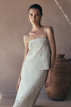 Casey Linen Corded Embroidered Linen Top in Natural – Chic&Drifts