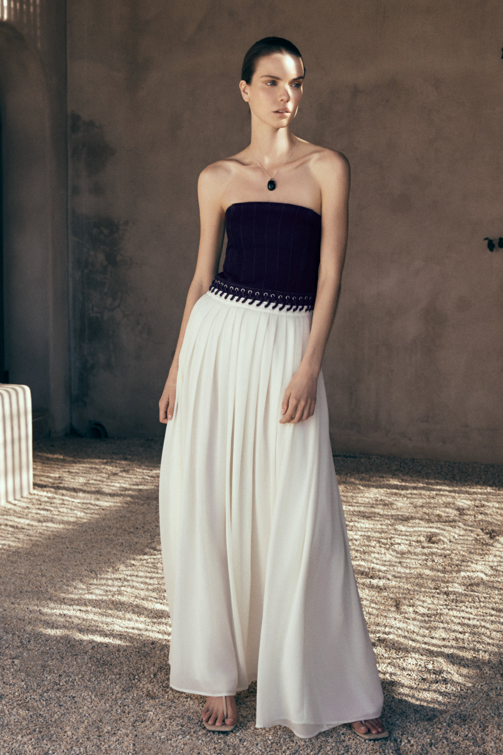 Suella Chiffon Denim Maxi Dress in Indigo Blue – Chic&Drifts