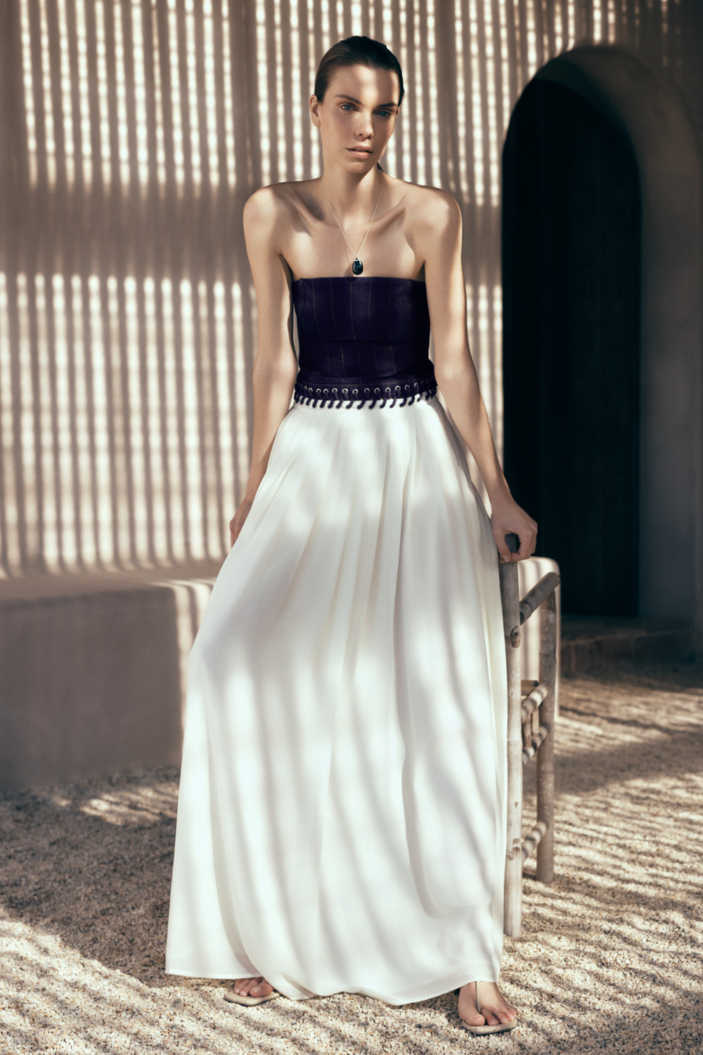 Suella Chiffon Denim Maxi Dress in Indigo Blue – Chic&Drifts