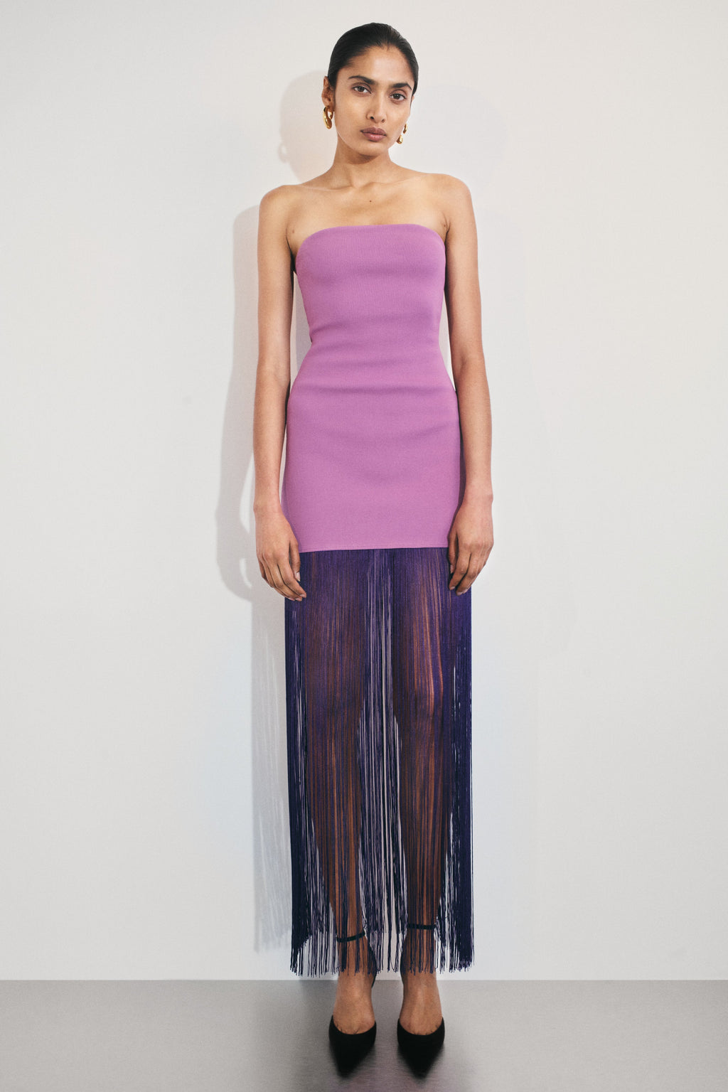 Koah Fringe Bandage Knit Maxi Dress in Purple – Chic&Drifts