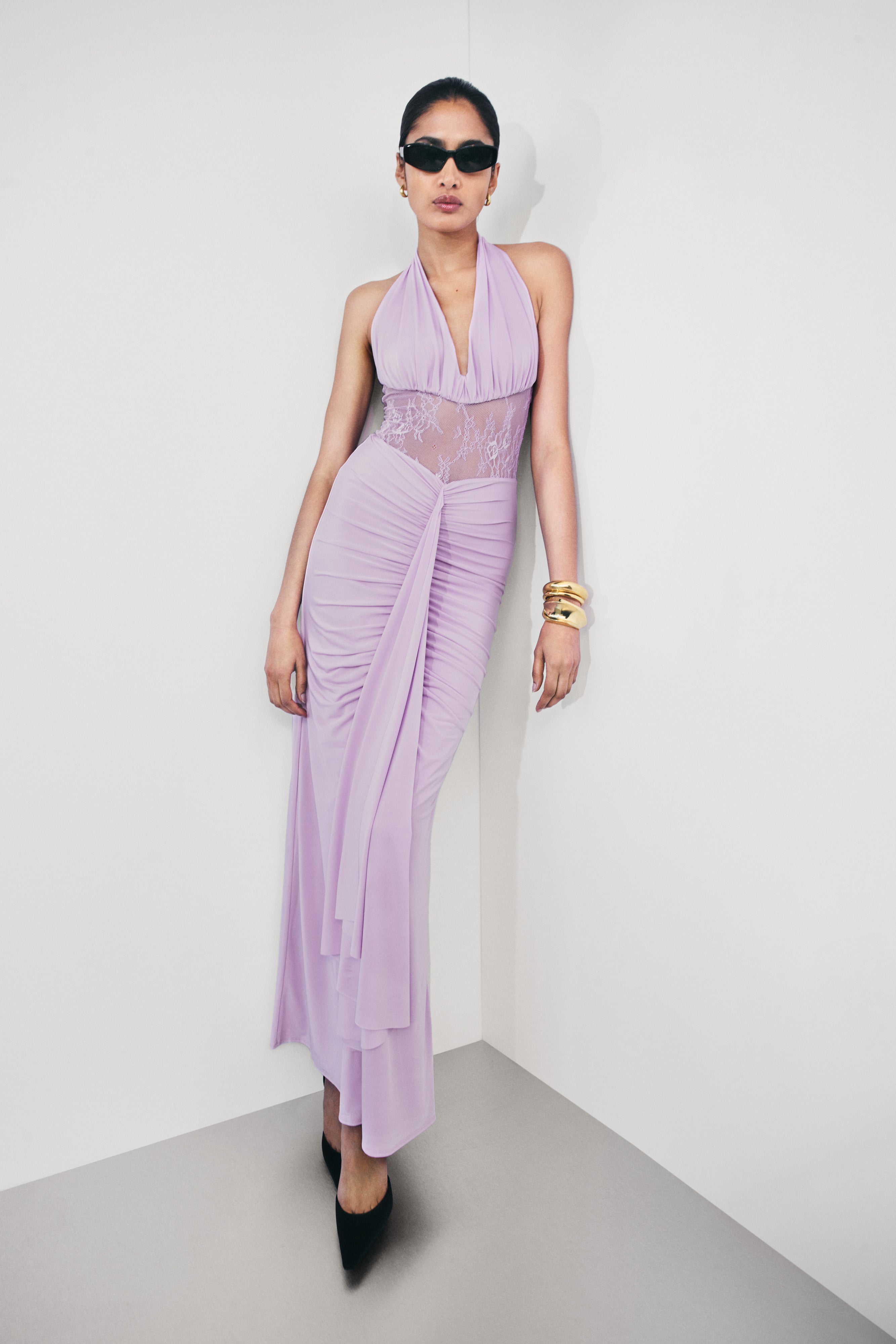 Bonnie Slinky And Lace Maxi Dress