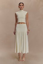 Romaine High Neck Bandage Knit Top in Ivory – Chic&Drifts