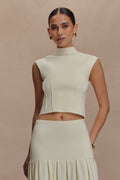 Romaine High Neck Bandage Knit Top in Ivory – Chic&Drifts