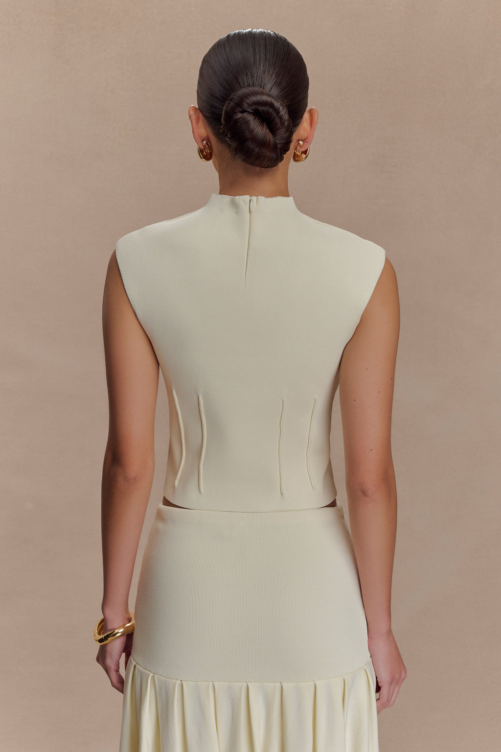 Romaine High Neck Bandage Knit Top in Ivory – Chic&Drifts
