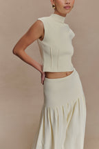 Romaine High Neck Bandage Knit Top in Ivory – Chic&Drifts