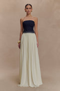 Suella Chiffon Denim Maxi Dress in Indigo Blue – Chic&Drifts